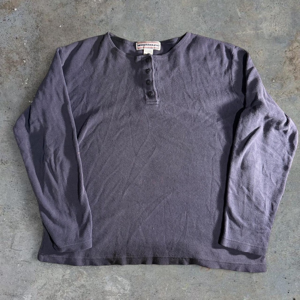 Vintage Westbound Purple Waffle Knit Henley Long Sleeve Thermal 90s Women's M